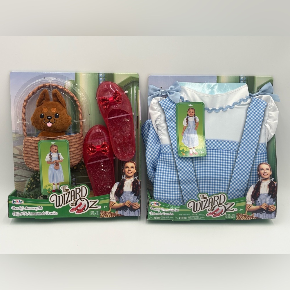 Wizard of Oz Dorothy Costume Bundle Dress‎ Toto Basket Ruby Slippers 4-6X